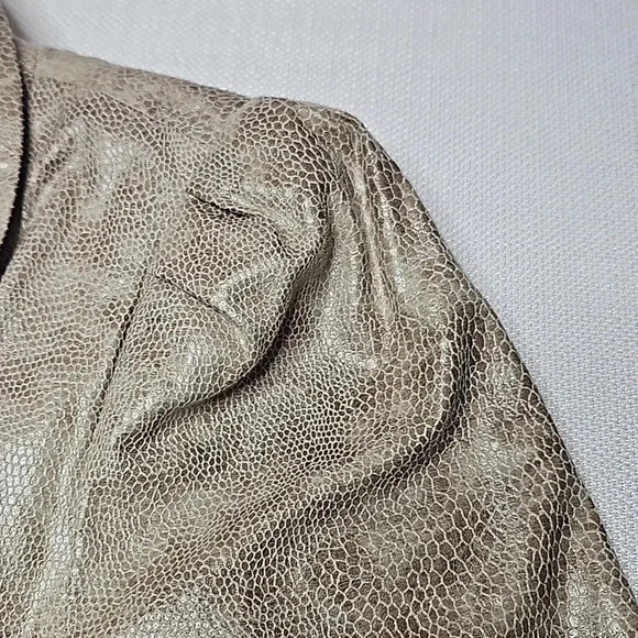 INC International Concepts Faux Snakeskin Beige Ruffle Puff Sleeve Jacket - Picture 7 of 16